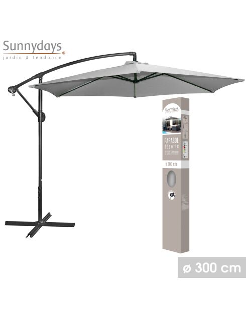 Hellgrauer runder Offset-Sonnenschirm - D.300 cm