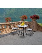 Lots de 2 chaises Bistro Porto en mosaique et métal noirs - 39x50x93cm