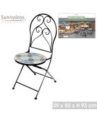 Lots de 2 chaises Bistro Porto en mosaique et métal noirs - 39x50x93cm