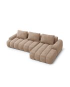 Canapé d'angle droit velours convertible avec coffre de rangement Simona 3 places beige foncé - 275x142x84 cm