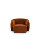Fauteuil en velours Louis 1 place terracotta - 93x90x74 cm