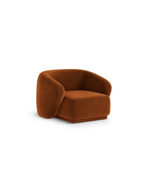 Fauteuil en velours Louis 1 place terracotta - 93x90x74 cm