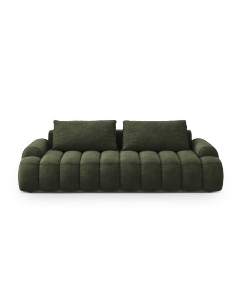Canapé velours convertible avec coffre de rangement Simona 4 places vert - 250x100x84 cm