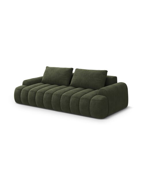 Canapé velours convertible avec coffre de rangement Simona 4 places vert - 250x100x84 cm