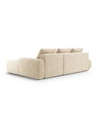 Canapé d'angle droit velours convertible avec coffre de rangement Simona 4 places beige clair - 275x142x84 cm