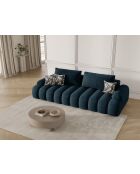 Canapé velours convertible avec coffre de rangement Simona 4 places pétrole profond - 250x100x84 cm