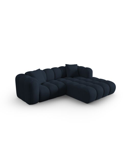 Canapé d'angle droit modulaire Elise 3 places bleu roi - 238x190x70 cm