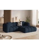 Canapé d'angle droit modulaire Elise 3 places bleu roi - 238x190x70 cm