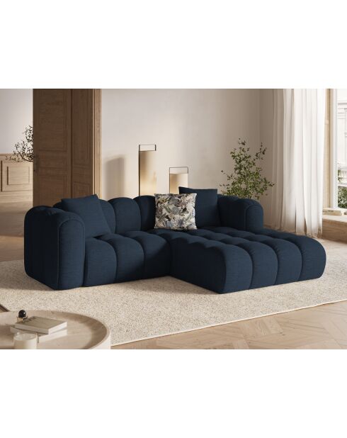 Canapé d'angle droit modulaire Elise 3 places bleu roi - 238x190x70 cm