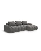 Canapé d'angle droit velours convertible avec coffre de rangement Simona 3 places gris - 275x142x84 cm