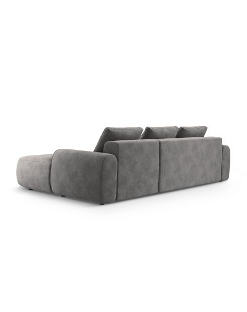 Canapé d'angle droit velours convertible avec coffre de rangement Simona 3 places gris - 275x142x84 cm