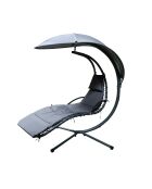 Columpio de jardín Tulum con sombrilla gris oscuro, 110 x 185 x 200 cm