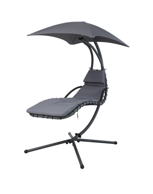 Columpio de jardín Tulum con sombrilla gris oscuro, 110 x 185 x 200 cm