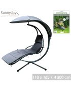 Columpio de jardín Tulum con sombrilla gris oscuro, 110 x 185 x 200 cm