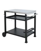 Barbacoa Elite de acero de 3 niveles con 2 ruedas gris/negra, 101 x 64 x 84 cm