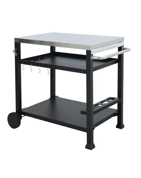 Barbacoa Elite de acero de 3 niveles con 2 ruedas gris/negra, 101 x 64 x 84 cm