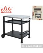 Barbacoa Elite de acero de 3 niveles con 2 ruedas gris/negra, 101 x 64 x 84 cm