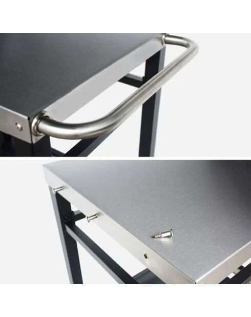 Barbacoa Elite de acero de 3 niveles con 2 ruedas gris/negra, 101 x 64 x 84 cm