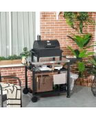 Barbacoa Elite de acero de 3 niveles con 2 ruedas gris/negra, 101 x 64 x 84 cm