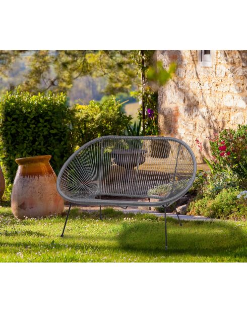 Le Cabana 2-Sitzer-Sofa aus Kunstharz, anthrazitgrau, 137 x 92 x 85 cm