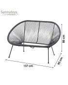 Le Cabana antracietgrijze 2-zitsbank in hars - 137x92x85 cm