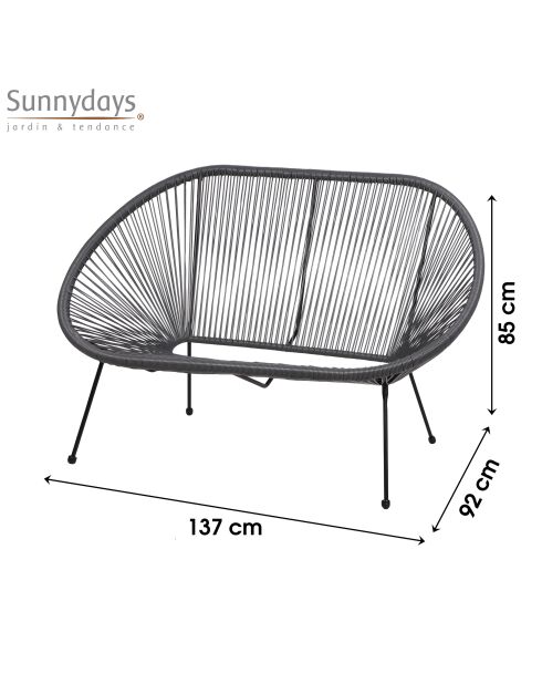 Le Cabana 2-Sitzer-Sofa aus Kunstharz, anthrazitgrau, 137 x 92 x 85 cm