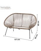 Le cabana taupe 2-zitsbank in hars - 137x92x85 cm