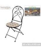 Set van 2 Bistro Faro stoelen in mozaïek en zwart metaal - 39x50x93cm