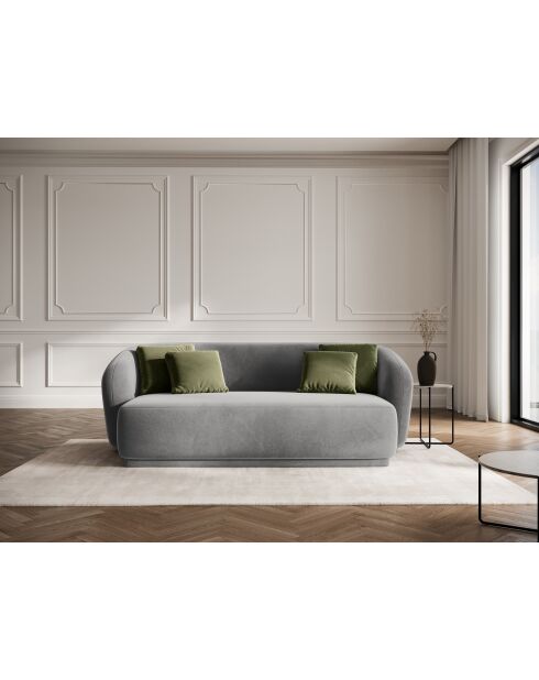 Canapé velours Louis 2 places gris - 180x93x74 cm