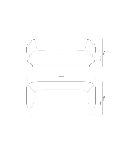 Canapé velours Louis 2 places gris - 180x93x74 cm
