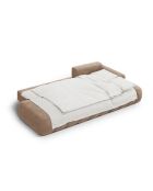 Divano angolare destro in velluto beige scuro a 4 posti Simona con contenitore - 275x142x84 cm