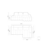 Divano angolare destro in velluto beige scuro a 4 posti Simona con contenitore - 275x142x84 cm