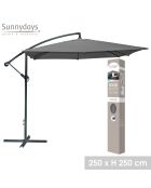 Antracietgrijze vierkante parasol met offset - 250x250 cm