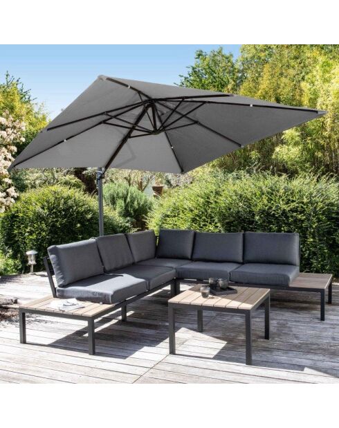 Antracietgrijze vierkante parasol met offset - 250x250 cm