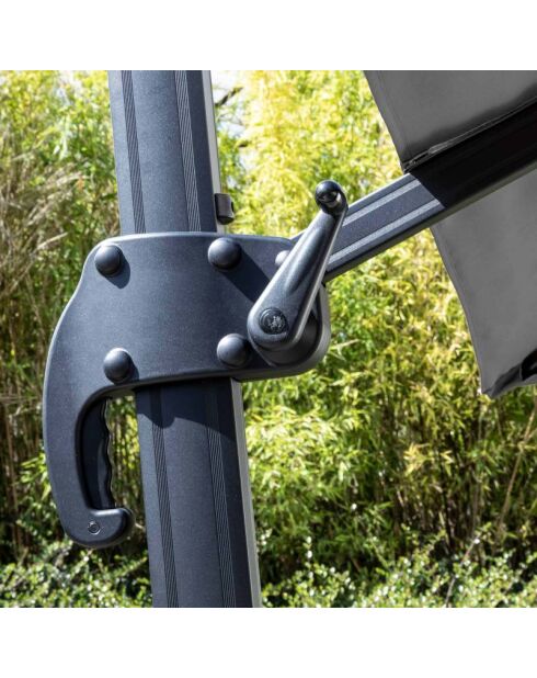 Antracietgrijze vierkante parasol met offset - 250x250 cm