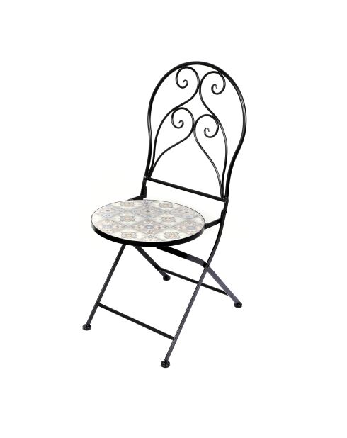 Set van 2 Bistro Lisboa stoelen in mozaïek en zwart metaal - 39x50x93cm