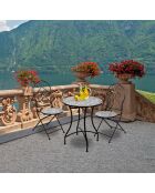 Set van 2 Bistro Lisboa stoelen in mozaïek en zwart metaal - 39x50x93cm