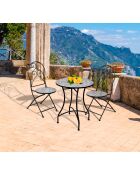 Set van 2 Bistro Lisboa stoelen in mozaïek en zwart metaal - 39x50x93cm