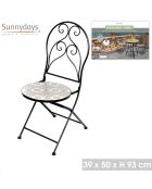 Set van 2 Bistro Lisboa stoelen in mozaïek en zwart metaal - 39x50x93cm