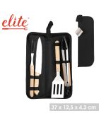 Elite 4-delige set barbecuegereedschap met roestvrijstalen behuizing