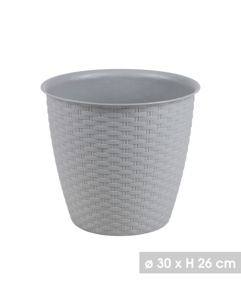 Set van 2 plastic potcovers Garden & plastic titanium rotaneffect - D.30 cm