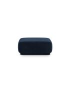 Pouf velours Louis 1 place bleu roi - 90x90x42 cm