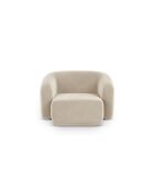 Fauteuil en velours Louis 1 place beige - 93x90x74 cm