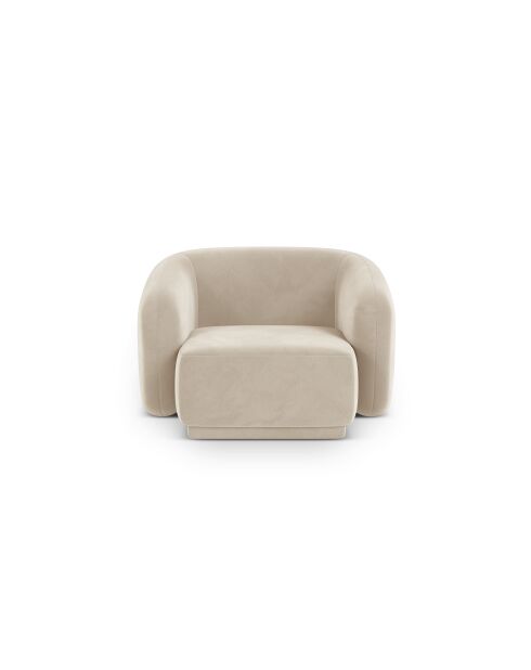 Fauteuil en velours Louis 1 place beige - 93x90x74 cm