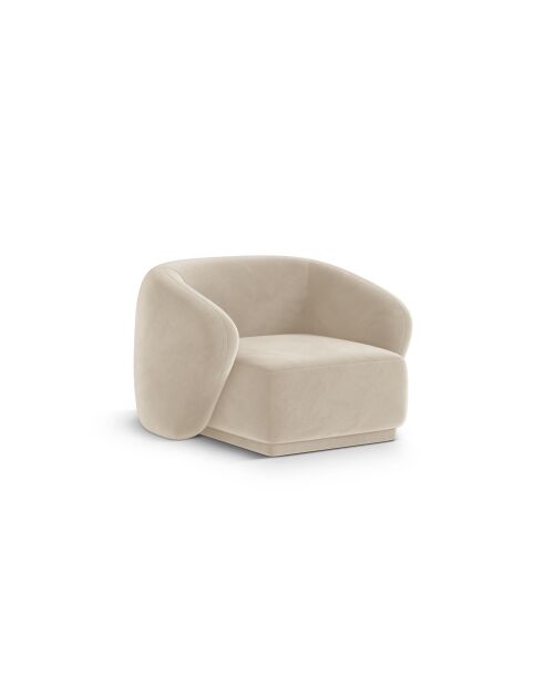 Fauteuil en velours Louis 1 place beige - 93x90x74 cm