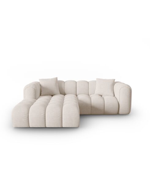 Canapé d'angle gauche modulaire Elise 3 places beige - 238x190x70 cm