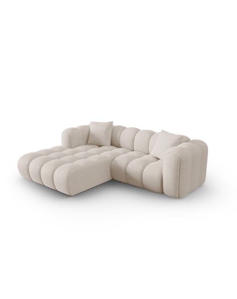 Canapé d'angle gauche modulaire Elise 3 places beige - 238x190x70 cm