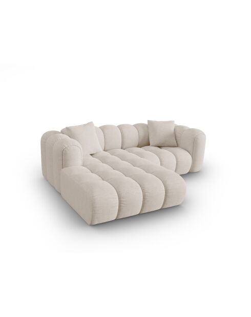 Canapé d'angle gauche modulaire Elise 3 places beige - 238x190x70 cm