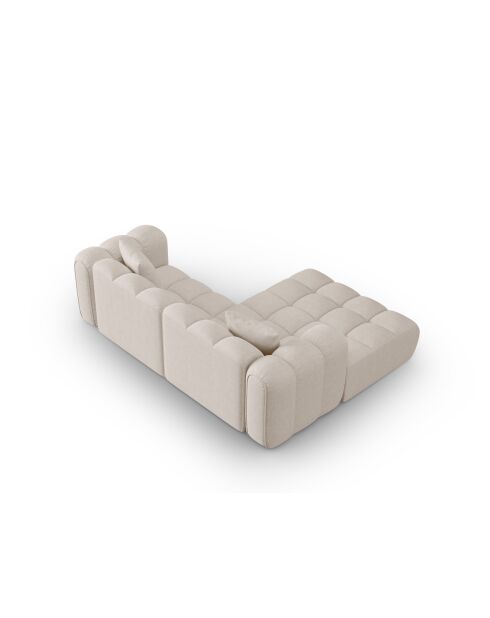 Canapé d'angle gauche modulaire Elise 3 places beige - 238x190x70 cm