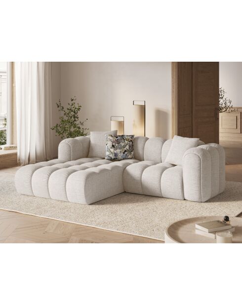 Canapé d'angle gauche modulaire Elise 3 places beige - 238x190x70 cm